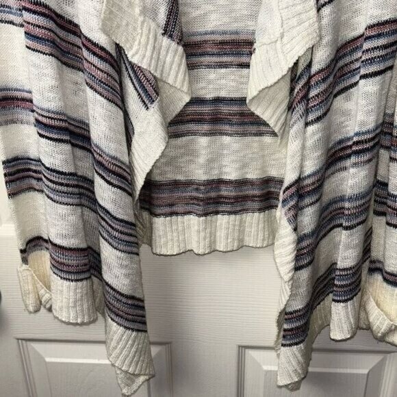 Pink Republic Multi Color Striped Open Draped Lagenlook Cardigan Sweater Medium - Picture 4 of 7